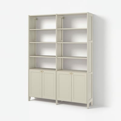 GULDDRAGARE Combinaison de rangement, beige/avec 4 portes avec tablettes, 159x37x216 cm