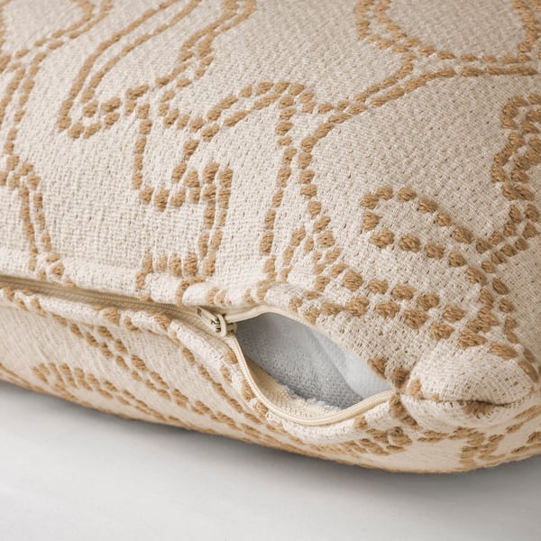 GULDFLY Housse de coussin, blanc cassé/jaune-beige, 50x50 cm