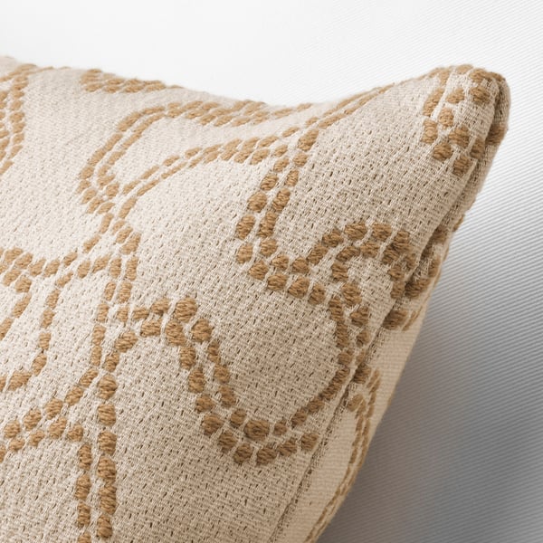GULDFLY Housse de coussin, blanc cassé/jaune-beige, 50x50 cm