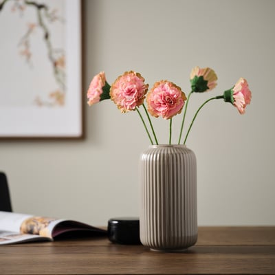 GULDSPETT Fleur artificielle, papier/œillet rose, 40 cm