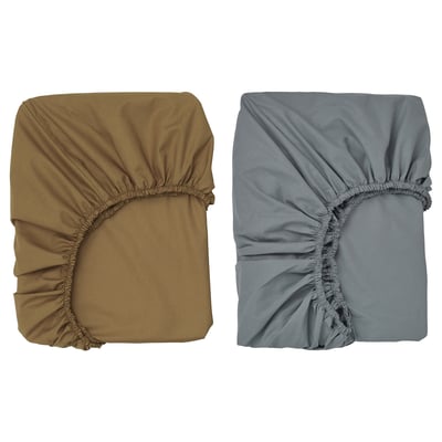 GULDVÄVARE Drap housse pour lit bébé, jaune foncé/bleu, 70x140 cm