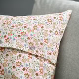 GULLNATTLJUS Housse de coussin, blanc/motif floral, 50x50 cm
