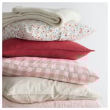 GULLNATTLJUS Housse de coussin, blanc/motif floral, 50x50 cm