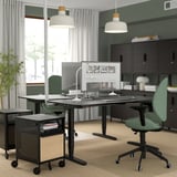 HATTEFJÄLL Chaise de bureau av accoudoirs, Gunnared vert/noir