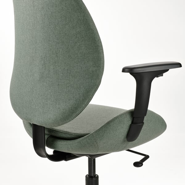 HATTEFJÄLL Chaise de bureau av accoudoirs, Gunnared vert/noir