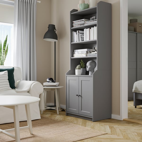 HAUGA Armoire 2 portes, gris, 70x199 cm