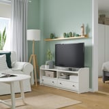 HAUGA Banc TV, blanc, 138x36x54 cm