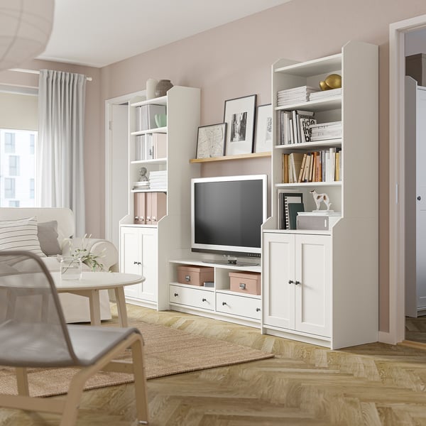 HAUGA Combinaison TV/rangement, blanc, 277x46x199 cm