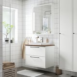 HAVBÄCK / ORRSJÖN Meuble avec tiroirs/vasque/mitigeur, blanc/brun motif noyer, 82x49x71 cm
