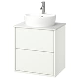 HAVBÄCK / TÖRNVIKEN Meuble avec tiroirs/vasque/mitigeur, blanc/blanc marbré, 62x49x79 cm