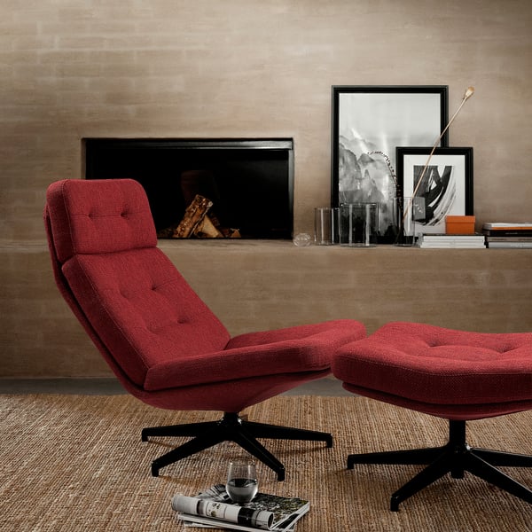 HAVBERG Fauteuil pivotant, Lejde brun-rouge