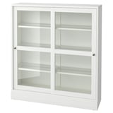 HAVSTA Armoire vitrée avec plinthe, blanc verre transparent, 121x37x134 cm