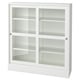 Option: HAVSTA Armoire vitrée avec plinthe, blanc verre transparent, 121x37x134 cm