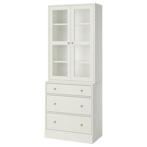 HAVSTA Combinaison rgt portes vitrées, blanc, 81x47x212 cm
