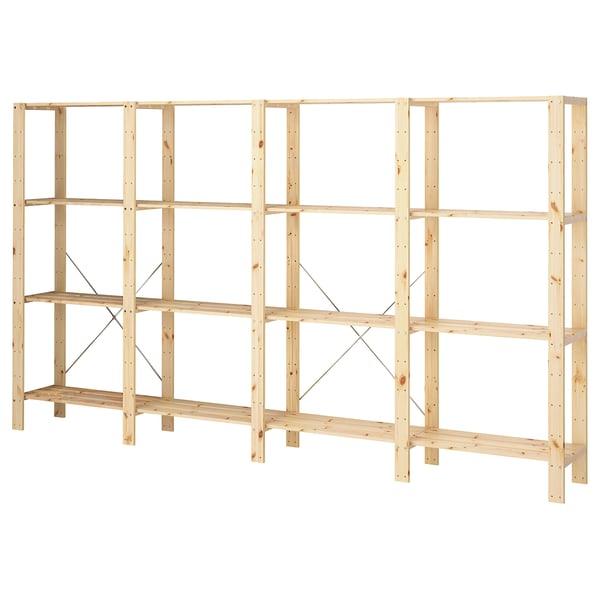 HEJNE 4 sections/tablettes, pin, 307x31x171 cm