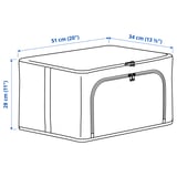 HEMMAFIXARE Sac de rangement, tissu rayé/blanc/gris, 34x51x28 cm