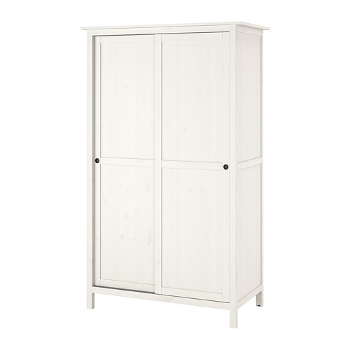 HEMNES Armoire 2 portes coulissantes teinté blanc IKEA