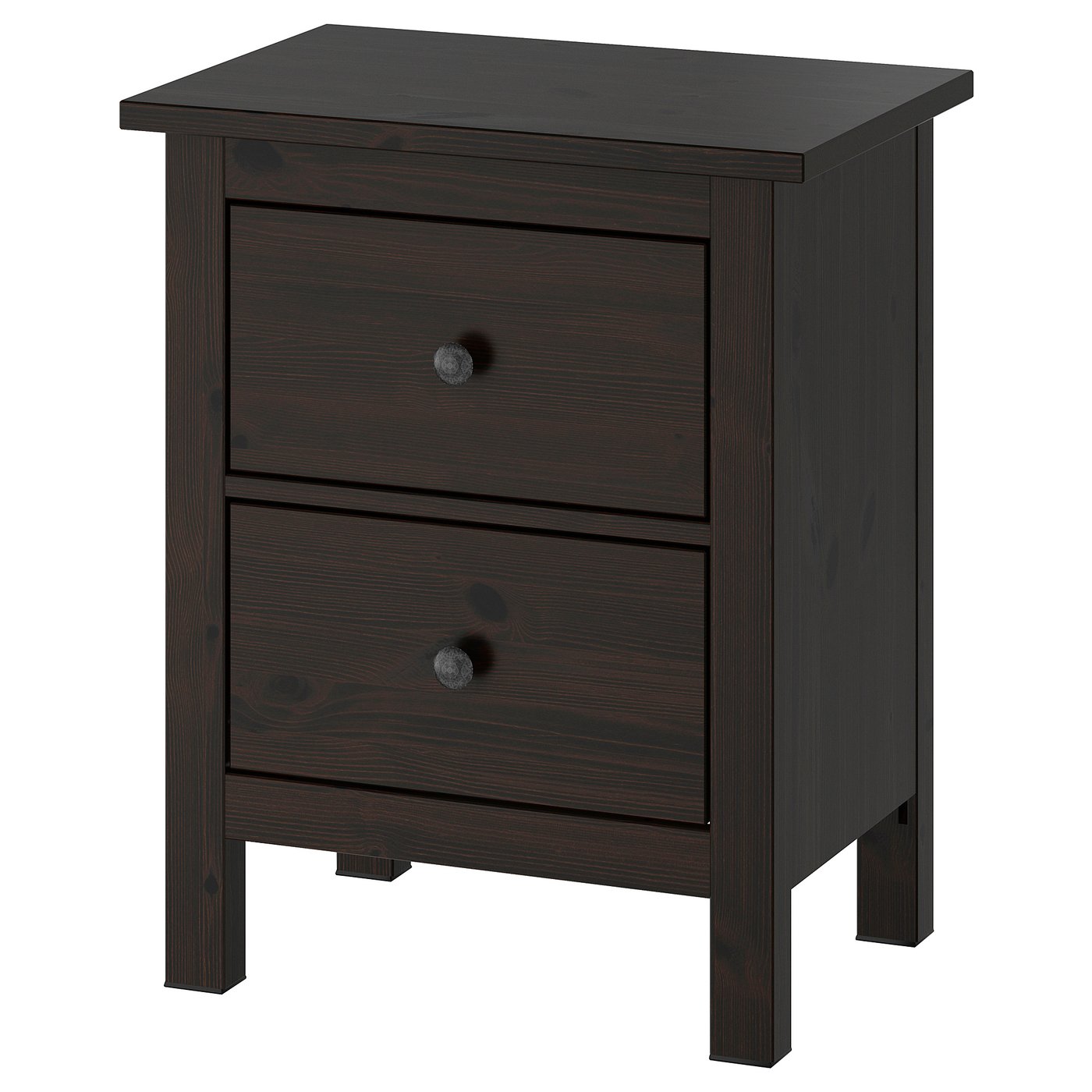 HEMNES Commode 2 tiroirs, brun noir, 54x66 cm