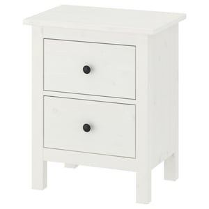 HEMNES Commode 2 tiroirs, teinté blanc, 54x66 cm