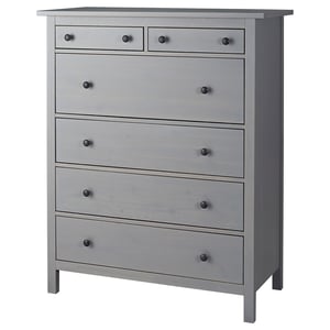 HEMNES Commode 6 tiroirs, gris teinté, 108x131 cm