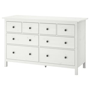 HEMNES Commode 8 tiroirs, teinté blanc, 160x96 cm