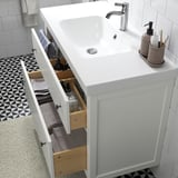 HEMNES / ORRSJÖN Meuble avec tiroirs/vasque/mitigeur, blanc, 102x49x89 cm