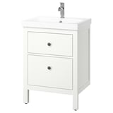 HEMNES / ORRSJÖN Meuble avec tiroirs/vasque/mitigeur, blanc, 62x49x89 cm