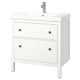 HEMNES / ORRSJÖN Meuble avec tiroirs/vasque/mitigeur, blanc, 82x49x89 cm