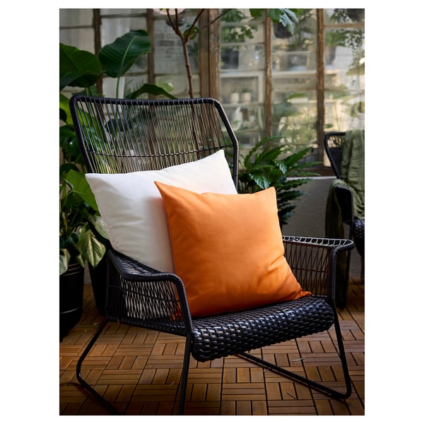 HJÄRTERÖ Housse de coussin, blanc cassé extérieur/intérieur, 65x65 cm