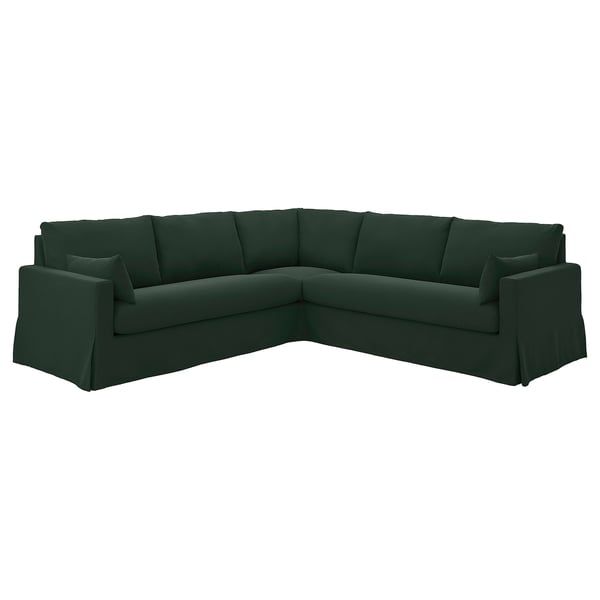 HYLTARP Canapé d'angle, 4 places, Tallmyra vert foncé