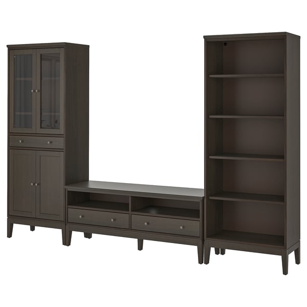 IDANÄS Combinaison meuble TV, verre/brun foncé teinté, 325x40x211 cm