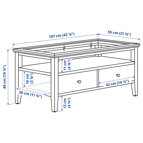 IDANÄS Table basse, brun foncé teinté, 107x55 cm