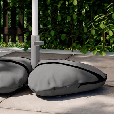 IGGÖN Pied de parasol avec sacs de sable, gris foncé, 60x60 cm