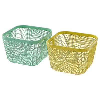 IKEA 365+ Corbeille conservation, métal/jaune vert, 14x14x10 cm