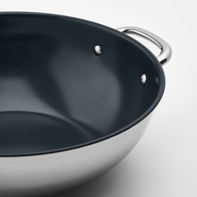 IKEA 365+ Wok, acier inoxydable/revêtement anti-adhérent, 32 cm