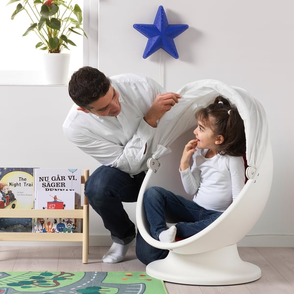 IKEA PS LÖMSK Fauteuil pivotant, blanc/rouge
