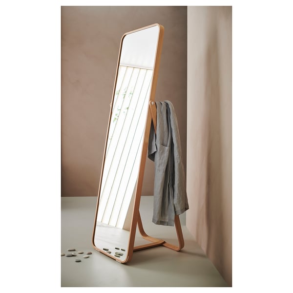 IKORNNES Miroir sur pied, frêne, 52x167 cm