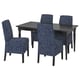INGATORP / BERGMUND Table et 4 chaises, noir/Ryrane bleu foncé, 155/215 cm