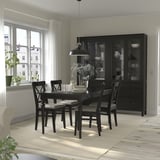 INGATORP / INGOLF Table et 4 chaises, noir/brun noir Nolhaga gris-beige, 155/215 cm