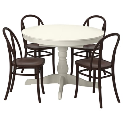 INGATORP / SKOGSBO Table et 4 chaises, blanc blanc/brun foncé, 110/155 cm
