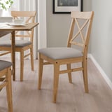 INGOLF Chaise, vernis effet anc/Nolhaga gris-beige