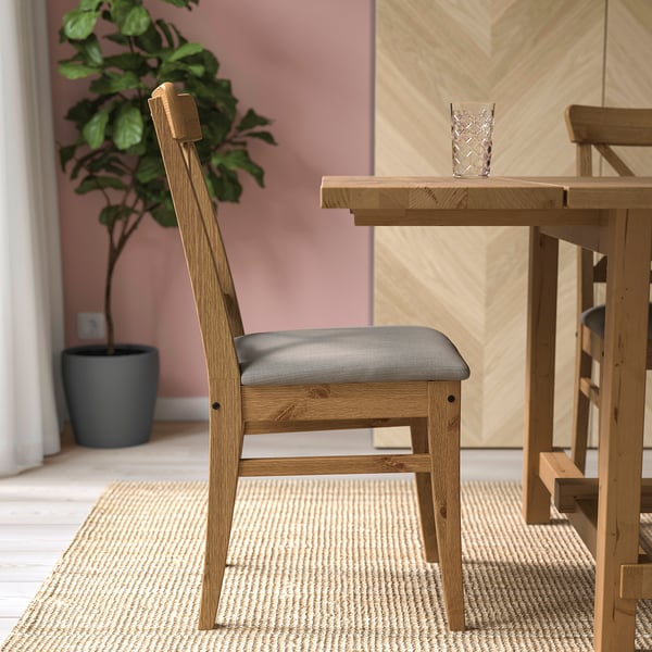 INGOLF Chaise, vernis effet anc/Nolhaga gris-beige