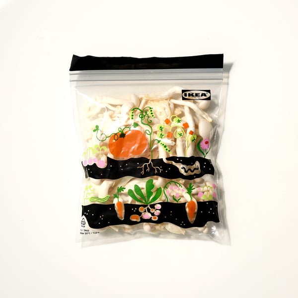 ISTAD Sac refermable, motif fruits/légumes noir, 1 l