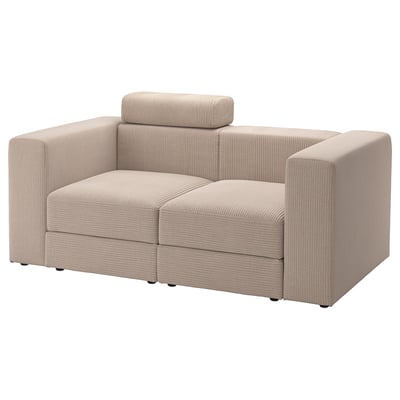 JÄTTEBO Canapé modulaire, 2 places, avec appuie-tête/Samsala gris-beige