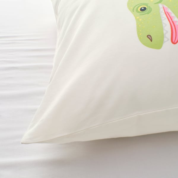 Drap-housse enfant T REX blanc en coton - Drap housse Pas Cher