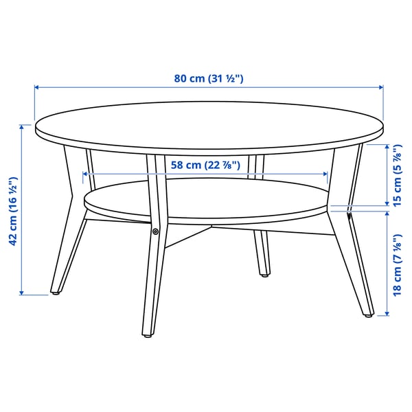 JAKOBSFORS Table basse, brun foncé placage chêne teinte, 80 cm - IKEA Suisse