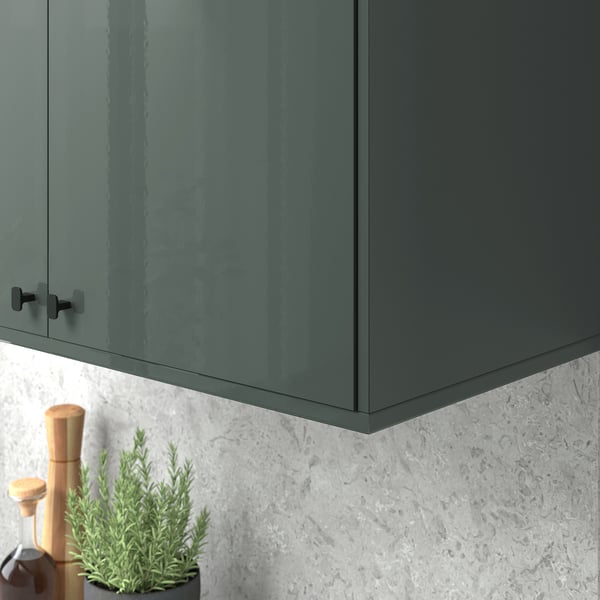 KALLARP Bandeau décor, brillant gris-vert foncé, 221 cm