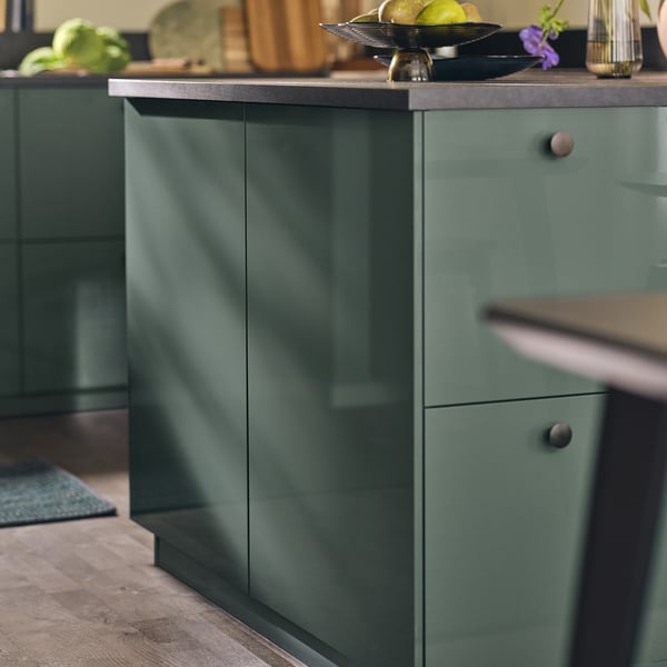 KALLARP Panneau latéral de finition, brillant gris-vert foncé, 39x240 cm