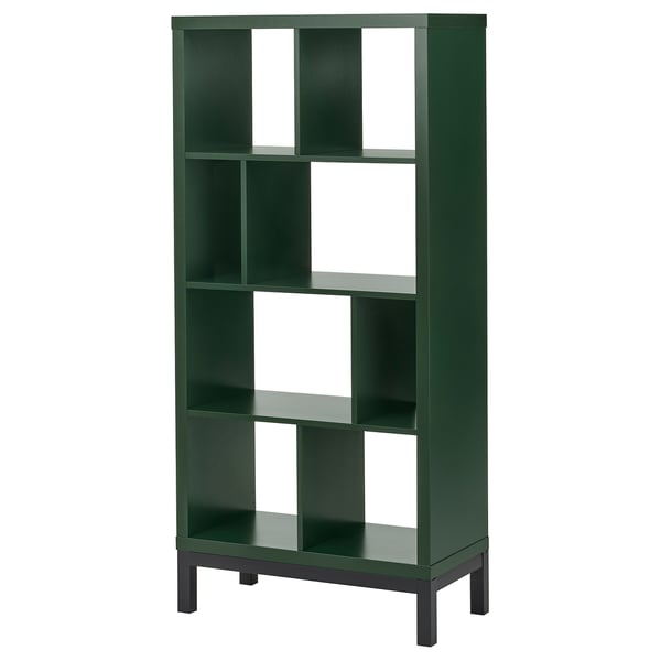 KALLAX Étagère avec support, vert foncé/noir, 77x39x164 cm