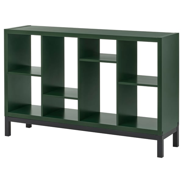 KALLAX Étagère avec support, vert foncé/noir, 147x39x94 cm